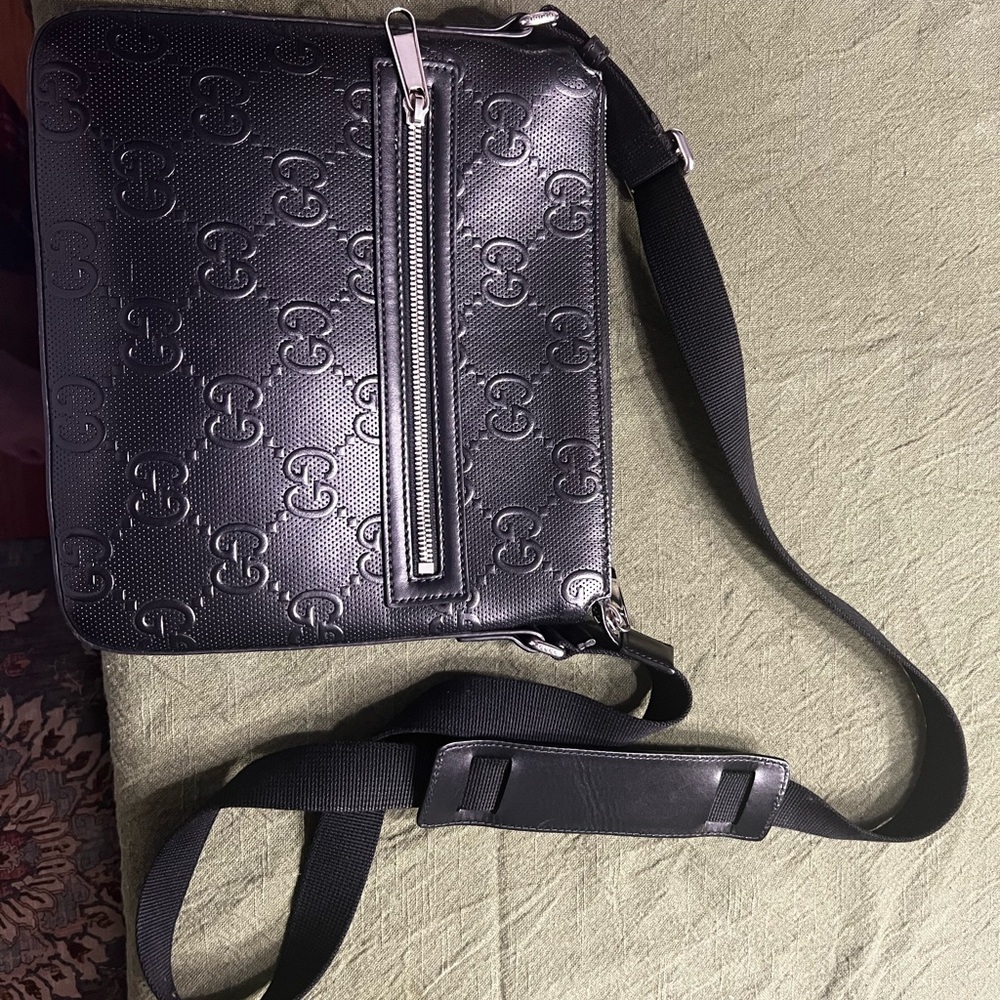 Gucci Black Embossed Messenger Bag